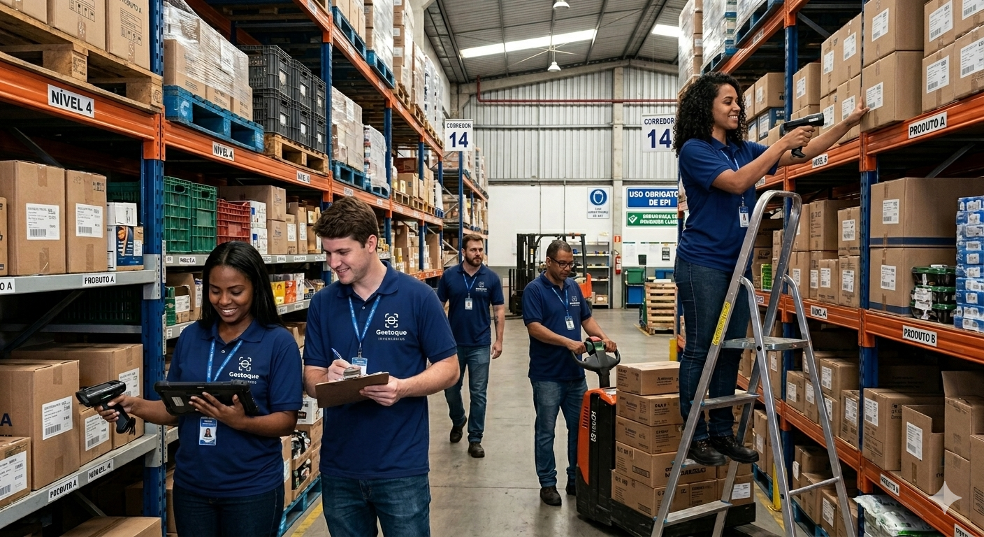 Equipe Gestoque realizando inventário